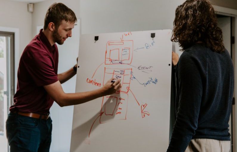 Economics Chart - man drawing on dry-erase board