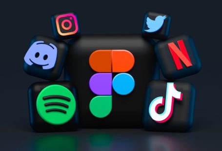 Social Media - blue red and green letters illustration