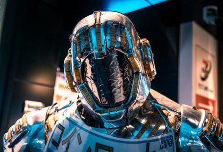 Biomimicry Innovation - blue and black helmet on blue and white textile